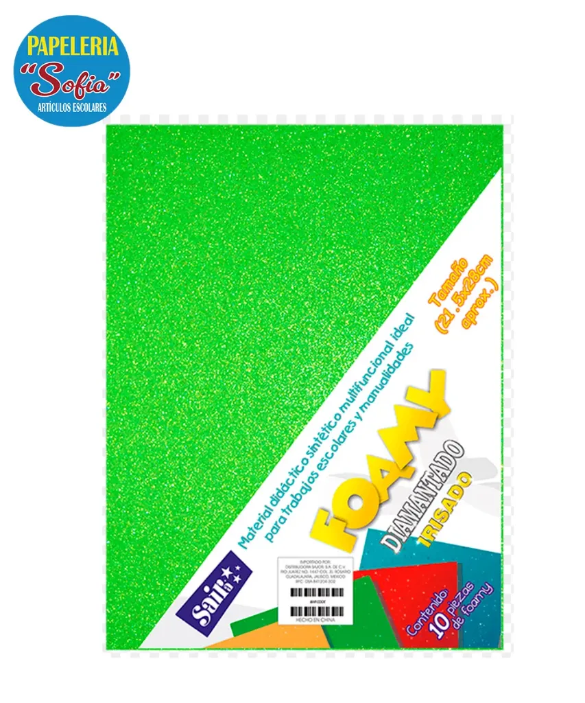 Foamy Diamantado 10pz Verde Limon