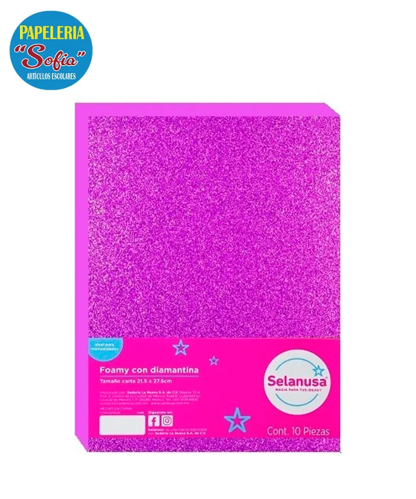 Foamy Diamantado 10pz Rosa Mex