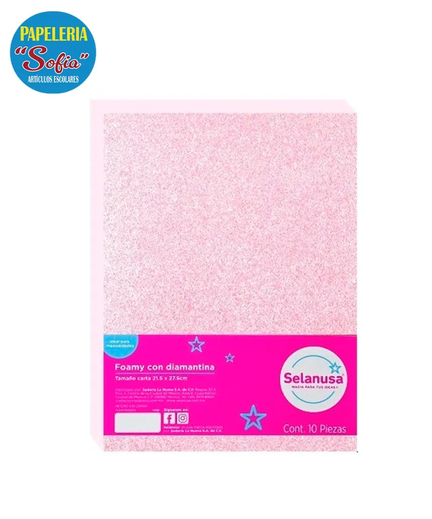 Foamy Diamantado 10pz Rosa Pastel