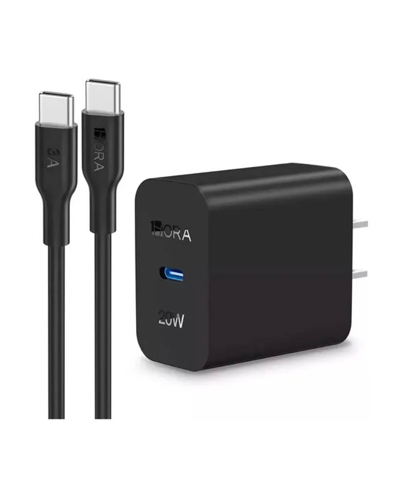 Cargador C  GaN 20w y cable tipo C 1hora