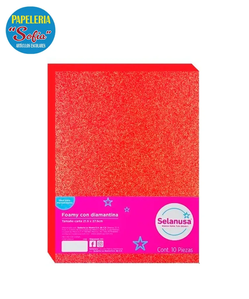 Foamy Diamantado Carta Rojo 1pz
