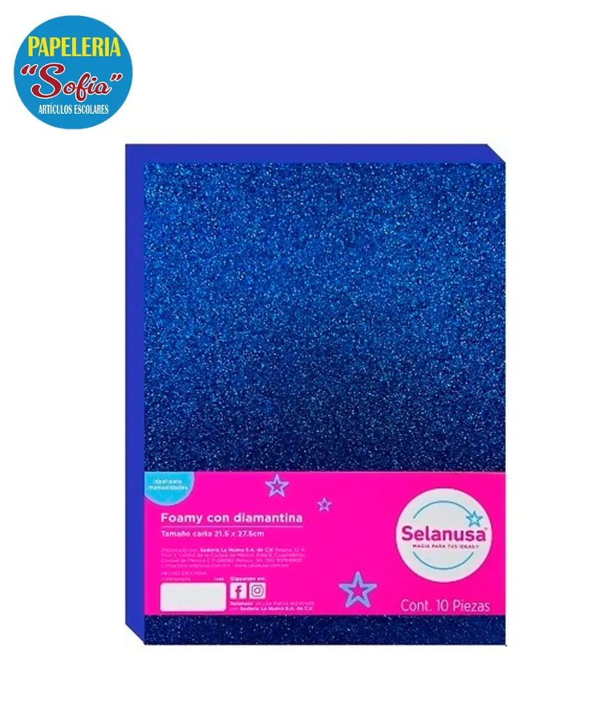 Foamy Diamantado Carta Azul Rey 1pz