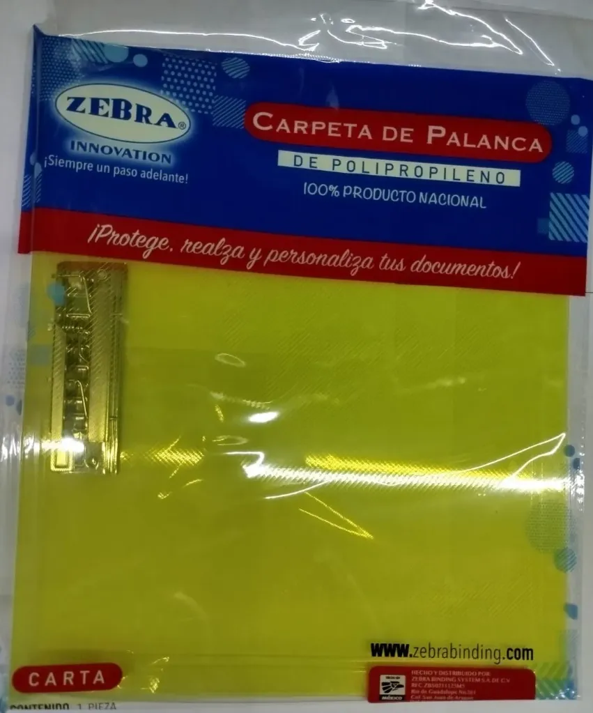 Folder de palanca amarillo transparente