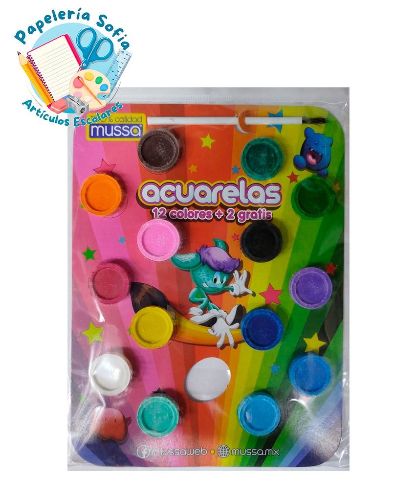 Acuarelas Mussa 12+2 colores